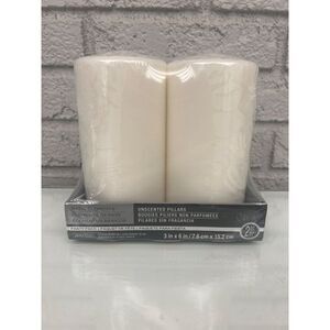 Basic Elements White Unscented Pillars Pack Of 2